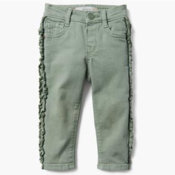 Gymboree Girls Army Green Ruffled Side Skinny Jeans Various Sizes